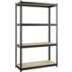 Lorell Narrow Steel Shelving - 4 Shelf(ves) - 48" Height x 30" Width x 12" Depth - 28% Recycled - Black - Steel - 1 Each