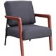 Lorell Fabric Back/Seat Rubber Wood Lounge Chair - Black Fabric Seat - Fabric Back - Black - 1 Each