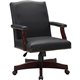 Lorell Traditional Executive Bonded Leather Chair - Black Bonded Leather Seat - Black Bonded Leather Back - Mid Back - 5-star Ba