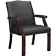 Lorell Bonded Leather Guest Chair - Black Bonded Leather Seat - Black Bonded Leather Back - Four-legged Base - Black - 1 Each