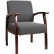 Lorell Deluxe Guest Chair - Mahogany Frame - Four-legged Base - Charcoal - 1 Each