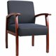 Lorell Deluxe Guest Chair - Cherry Frame - Four-legged Base - Midnight Blue - 1 Each