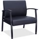Lorell Big & Tall Black Leather Guest Chair - Steel Frame - Four-legged Base - Black - Bonded Leather - Armrest - 1 Each