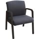 Lorell Gray Flannel Fabric Guest Chair - Gray, Black Fabric Seat - Wood Frame - Mid Back - Four-legged Base - Gray, Black - Armr
