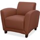 Lorell Club Chair - Four-legged Base - Tan - Bonded Leather - Armrest - 1 Each