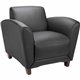 Lorell Accession Collection Leather Club Chair - Black Leather Seat - Black Leather Back - Four-legged Base - 1 Each