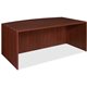 Lorell Essentials Bowfront Desk Shell - 70.9" x 41.4" x 1" x 29.5" - Finish: Laminate, Mahogany - Grommet, Modesty Panel, Durabl