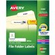 Avery TrueBlock File Folder Labels - Permanent Adhesive - Rectangle - Laser, Inkjet - White - Paper - 30 / Sheet - 50 Total Shee