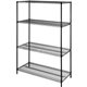 Lorell Starter Shelving Unit - 48" x 18" x 72" - 4 x Shelf(ves) - 4000 lb Load Capacity - Black - Powder Coated - Steel - Assemb