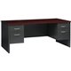 Lorell Mahogany Laminate/Charcoal Modular Desk Series Pedestal Desk - 2-Drawer - 72" x 36" , 1.1" Top - 2 x Box, File Drawer(s) 