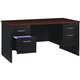 Lorell Walnut Laminate Commercial Steel Desk Series Pedestal Desk - 4-Drawer - 60" x 30" , 1.1" Top - 4 x Box, File Drawer(s) - 