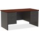 Lorell Mahogany Laminate/Charcoal Modular Desk Series Pedestal Desk - 2-Drawer - 60" x 30" , 1.1" Top - 2 x Box, File Drawer(s) 