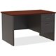 Lorell Mahogany Laminate/Charcoal Modular Desk Series Pedestal Desk - 2-Drawer - 48" x 30" , 1.1" Top - 2 x Box, File Drawer(s) 