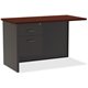 Lorell Mahogany Laminate/Charcoal Modular Desk Series - 2-Drawer - 48" x 24" , 1.1" Top - 2 x Box, File Drawer(s) - Single Pedes