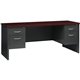 Lorell Mahogany Laminate/Charcoal Steel Double-pedestal Credenza - 2-Drawer - 72" x 24" , 1.1" Top - 2 x Box, File Drawer(s) - D
