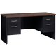 Lorell Walnut Laminate Commercial Steel Double-pedestal Credenza - 2-Drawer - 60" x 24" , 1.1" Top - 2 x Box, File Drawer(s) - D
