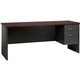 Lorell Mahogany Laminate/Charcoal Steel Right-pedestal Credenza - 2-Drawer - 72" x 24" , 1.1" Top - 2 x Box, File Drawer(s) - Si