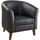 Lorell Leather Club Chair - Four-legged Base - Black - Bonded Leather - Armrest - 1 Each
