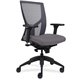 Lorell High-Back Mesh Chairs with Fabric Seat - Fabric, Vinyl, Foam Seat - Black Frame - High Back - Gray - 1 Each
