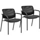 Lorell Guest Chairs with Mesh Back - Tubular Steel Frame - Mid Back - Four-legged Base - Black - 2 / Carton