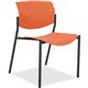 Lorell Stack Chairs with Molded Plastic Seat & Back - Orange Plastic Seat - Orange Plastic Back - Black, Powder Coated Tubular S