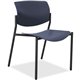 Lorell Stack Chairs with Molded Plastic Seat & Back - Dark Blue Plastic Seat - Dark Blue Plastic Back - Black, Powder Coated Tub