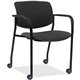Lorell Stack Chairs with Plastic Back & Fabric Seat - Ash Foam, Crepe Fabric Seat - Black Plastic Back - Powder Coated, Black Tu