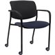 Lorell Stack Chairs with Plastic Back & Fabric Seat - Dark Blue Foam, Crepe Fabric Seat - Black Plastic Back - Powder Coated, Bl