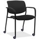 Lorell Stack Chairs with Plastic Back & Vinyl Seat - Black Foam, Vinyl Seat - Black Plastic Back - Powder Coated, Black Tubular 