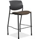 Lorell Fabric Seat Contemporary Stool - Beige Crepe Fabric Seat - Black Plastic Back - Powder Coated, Black Tubular Steel Frame 