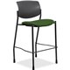 Lorell Fabric Seat Contemporary Stool - Fern Green Crepe Fabric Seat - Black Plastic Back - Powder Coated, Black Tubular Steel F