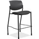 Lorell Fabric Seat Contemporary Stool - Ash Crepe Fabric Seat - Black Plastic Back - Powder Coated, Black Tubular Steel Frame - 