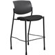 Lorell Vinyl Seat Contemporary Stool - Black Vinyl Seat - Black Plastic Back - Powder Coated, Black Tubular Steel Frame - Four-l