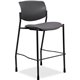 Lorell Vinyl Seat Contemporary Stool - Ash Vinyl Seat - Black Plastic Back - Powder Coated, Black Tubular Steel Frame - Four-leg