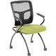 Lorell Ergomesh Nesting Chairs with Arms - Dillon Apple Green Antimicrobial Vinyl Seat - Black Mesh Back - Gray Powder Coated Me