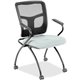 Lorell Ergomesh Nesting Chairs with Arms - Castillo Breezy Antimicrobial Vinyl Seat - Black Mesh Back - Gray Powder Coated Metal