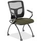Lorell Ergomesh Nesting Chairs with Arms - Canyon Fern Antimicrobial Vinyl Seat - Black Mesh Back - Gray Metal Frame - Four-legg