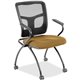 Lorell Ergomesh Nesting Chairs with Arms - Canyon Nugget Antimicrobial Vinyl Seat - Black Mesh Back - Gray Metal Frame - Four-le