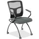 Lorell Mesh Back Fabric Seat Nesting Chairs - Expo Fog Fabric Seat - Powder Coated Metal Frame - Four-legged Base - Black - Mesh