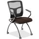 Lorell Mesh Back Fabric Seat Nesting Chairs - Forte Fudge Fabric Seat - Powder Coated Metal Frame - Four-legged Base - Black - M