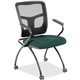 Lorell Mesh Back Fabric Seat Nesting Chairs - Forte Chive Fabric Seat - Powder Coated Metal Frame - Four-legged Base - Black - M