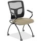 Lorell Mesh Back Fabric Seat Nesting Chairs - Forte Pumice Fabric Seat - Powder Coated Metal Frame - Four-legged Base - Black - 