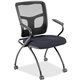 Lorell Mesh Back Fabric Seat Nesting Chairs - Fuse Azurean Fabric Seat - Powder Coated Metal Frame - Four-legged Base - Black - 