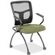 Lorell Mesh Back Fabric Seat Nesting Chairs - Fuse Cress Fabric Seat - Powder Coated Metal Frame - Four-legged Base - Black - Me