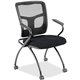 Lorell Mesh Back Fabric Seat Nesting Chairs - Insight Ebony Fabric Seat - Powder Coated Metal Frame - Four-legged Base - Black -