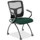 Lorell Mesh Back Fabric Seat Nesting Chairs - Insight Forest Fabric Seat - Powder Coated Metal Frame - Four-legged Base - Black 