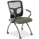 Lorell Mesh Back Fabric Seat Nesting Chairs - Shire Sage Fabric Seat - Powder Coated Metal Frame - Four-legged Base - Black - Me