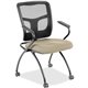 Lorell Mesh Back Fabric Seat Nesting Chairs - Shire Travertine Fabric Seat - Powder Coated Metal Frame - Four-legged Base - Blac