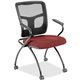 Lorell Mesh Back Fabric Seat Nesting Chairs - Shire Tulip Fabric Seat - Powder Coated Metal Frame - Four-legged Base - Black - M