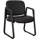 Lorell Black Leather Guest Chair - Black Leather, Plywood Seat - Black Leather, Plywood Back - Metal Frame - Black - 1 Each